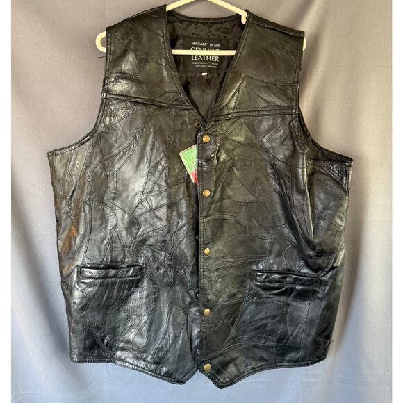NWT Maxam Brand Leather Size 3X Black Vest - Picture 9 of 10